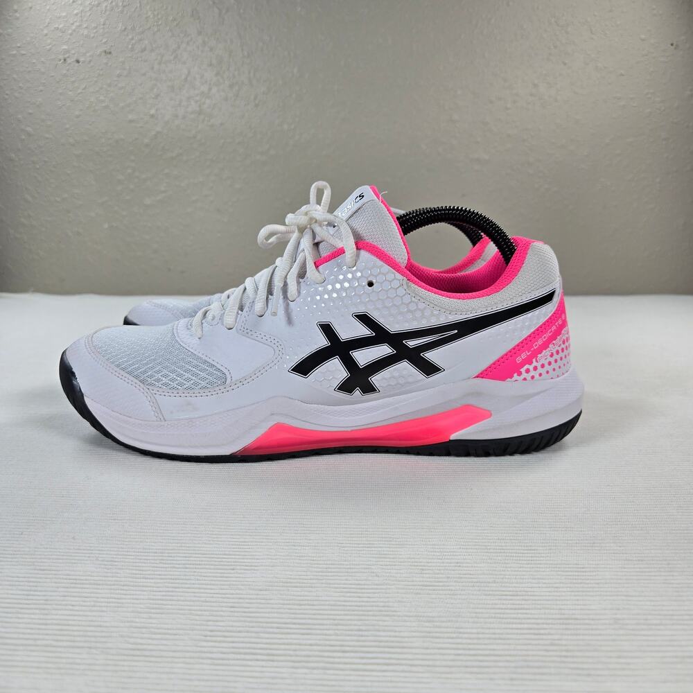 Asics‎ Gel Dedicate 8 Pickleball White Hot Pink Athletic Shoes Women's Size 11